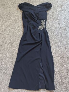 Navy Evening Dress with Motif